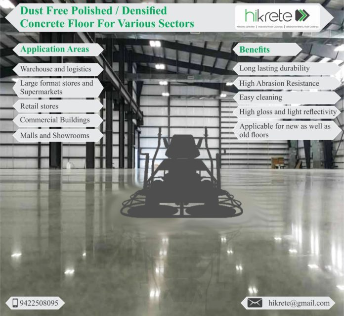 Dust Free Polished/Densified Concrete Floor For Various Sectors