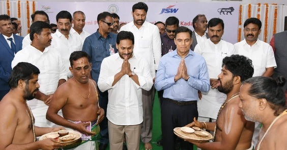 Andhra CM lays foundation stone of JSW steel plant