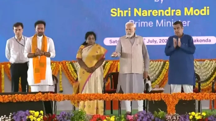 PM Modi lays foundation stone of two NH projects in Telangana