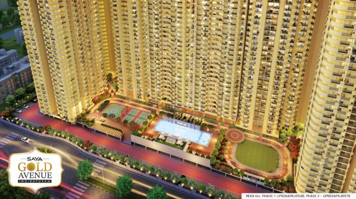 Saya gold avenue building with logo and rera number