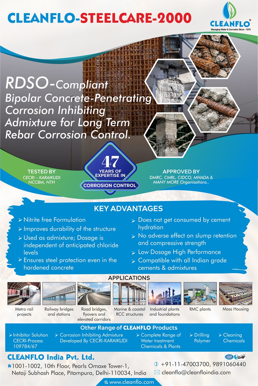 Bipolar Concrete penetrating Corrosion Inhibiting Admixture